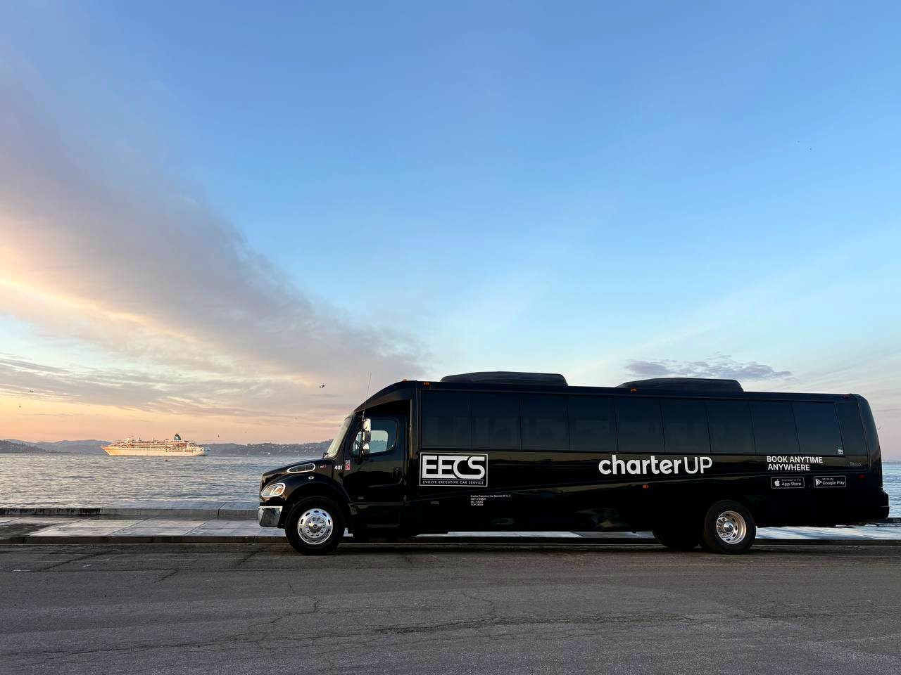 Executive shuttle serving a Bay Area group itinerary